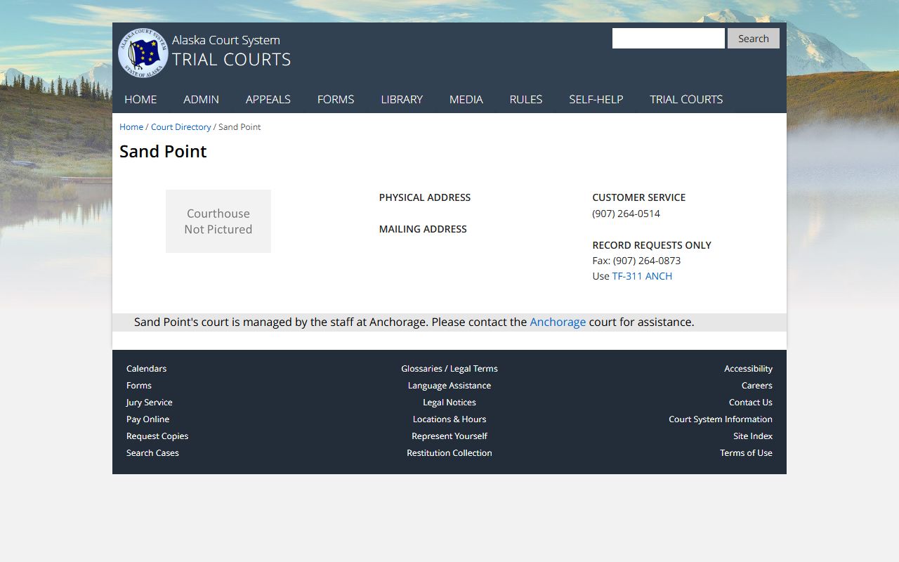 Sand Point Magistrate Court directory for Aleutians East family court records