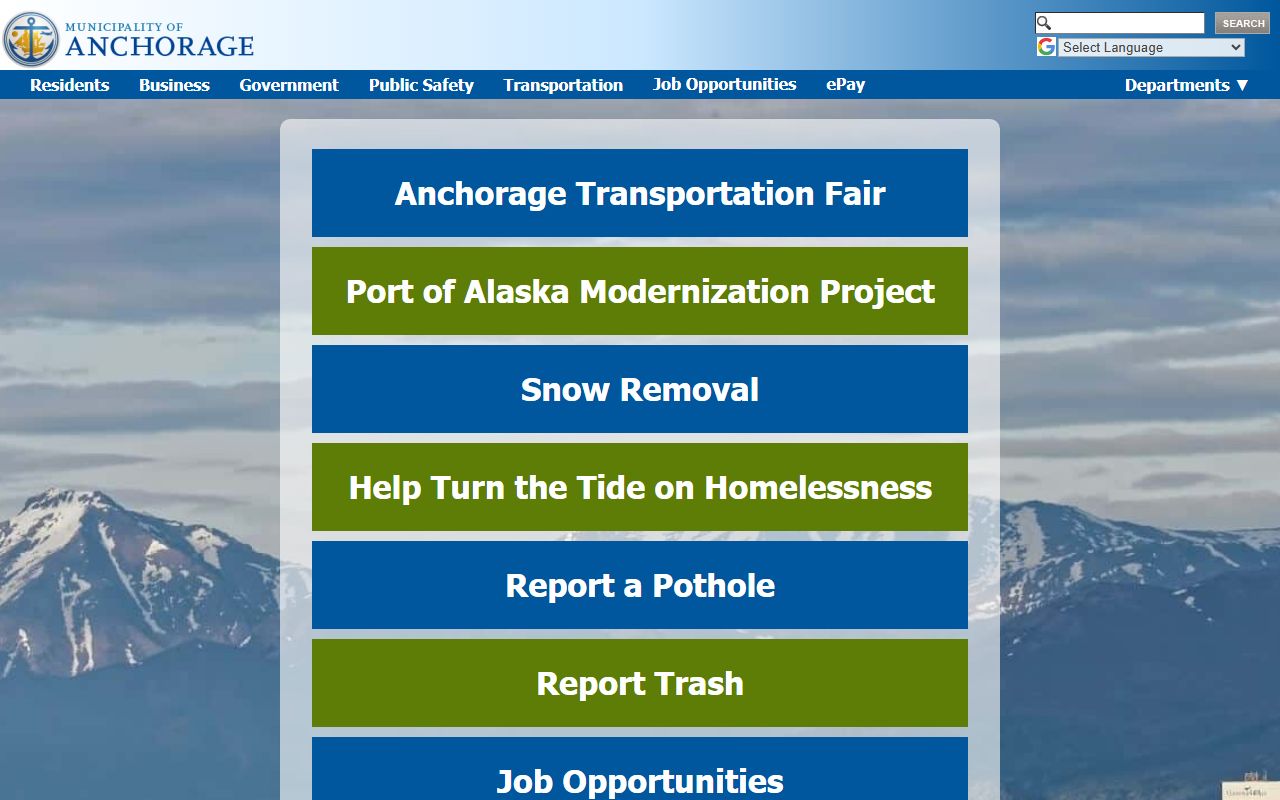 Municipality of Anchorage official website for family court records and services