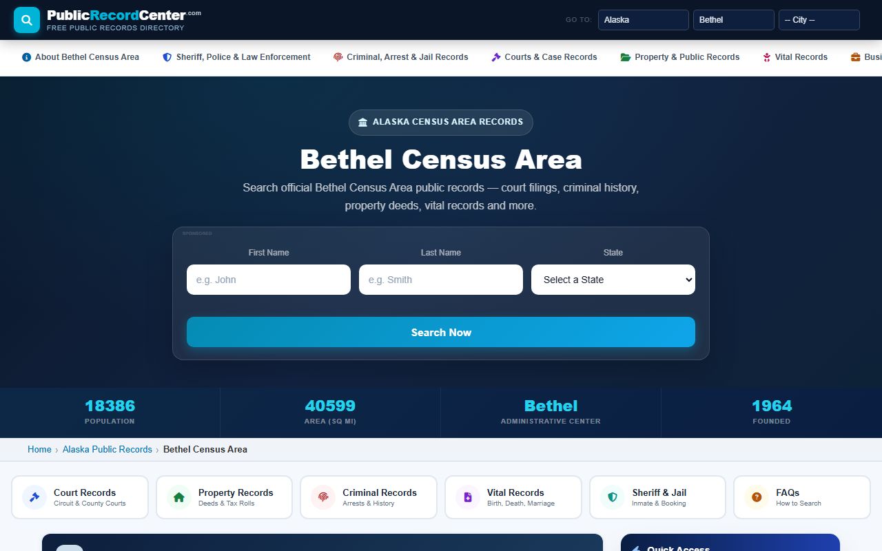 Bethel Census Area public records directory for family court records