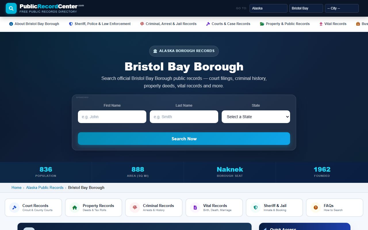 Bristol Bay Borough public records guide for family court records