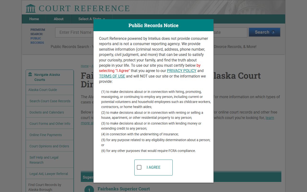 Court reference guide for Fairbanks North Star Borough including family court records