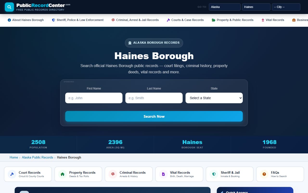Haines Borough Alaska public records and family court records reference