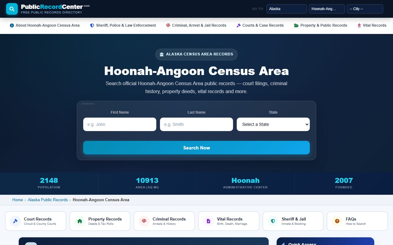 Hoonah-Angoon Census Area public records and family court records directory