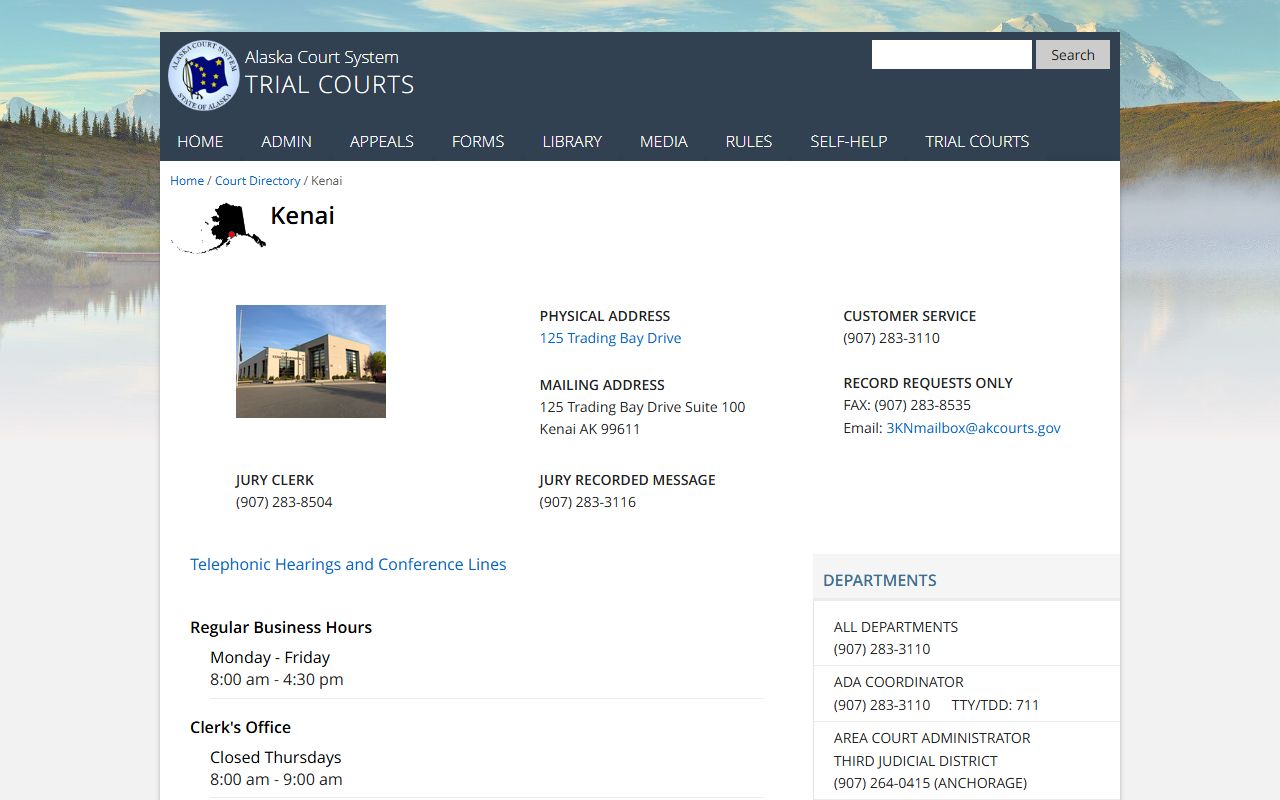 Kenai Trial Courts Alaska family court records directory listing