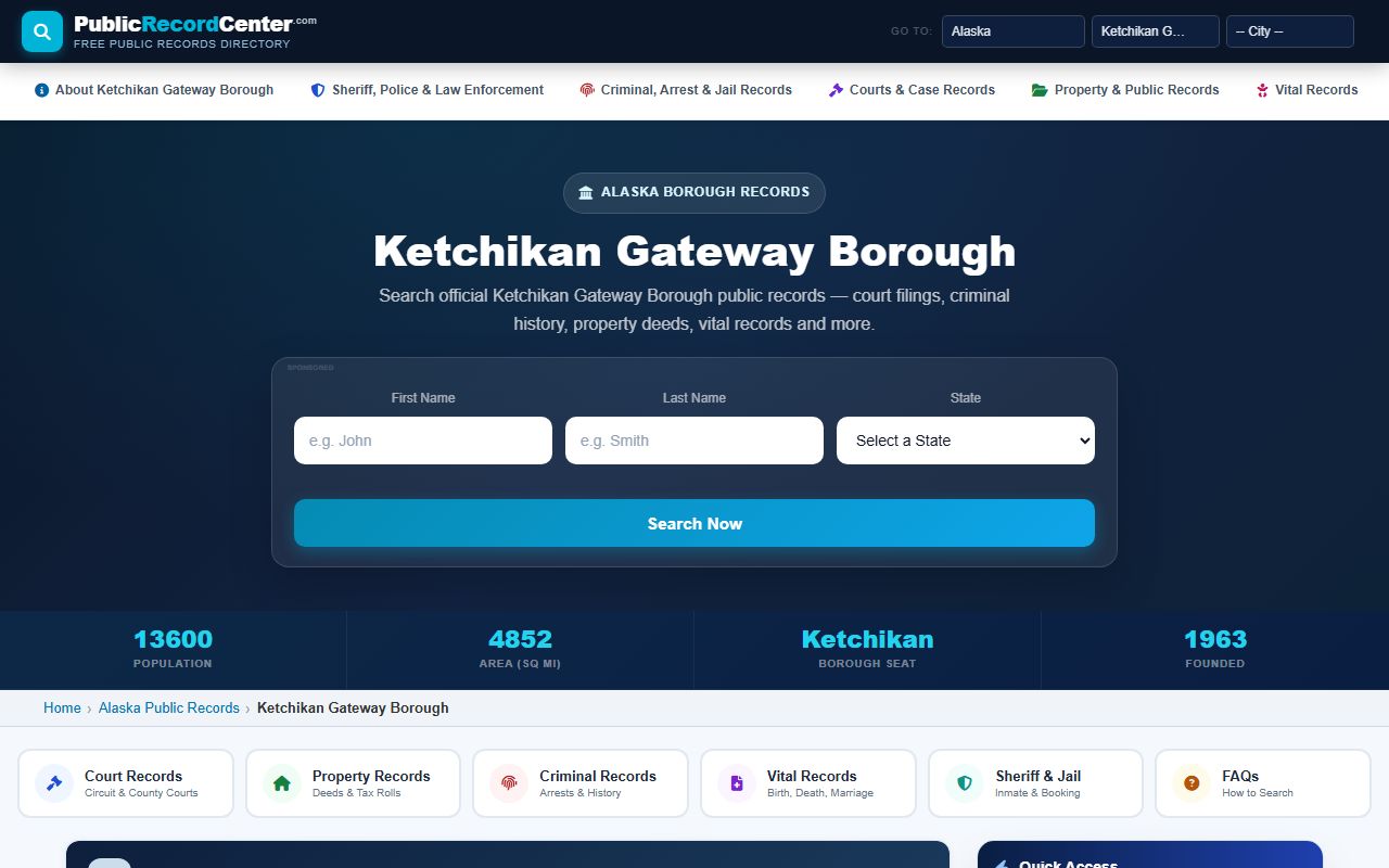 Ketchikan Gateway Borough public records directory for family court records access