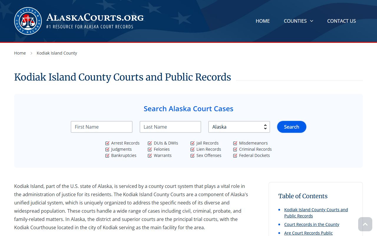 Kodiak Island Borough court records overview