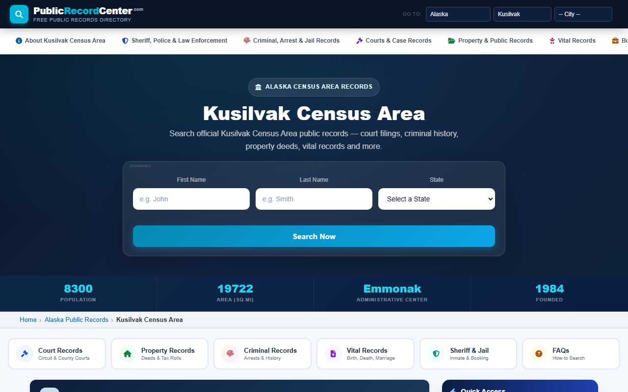 Kusilvak Census Area public records directory