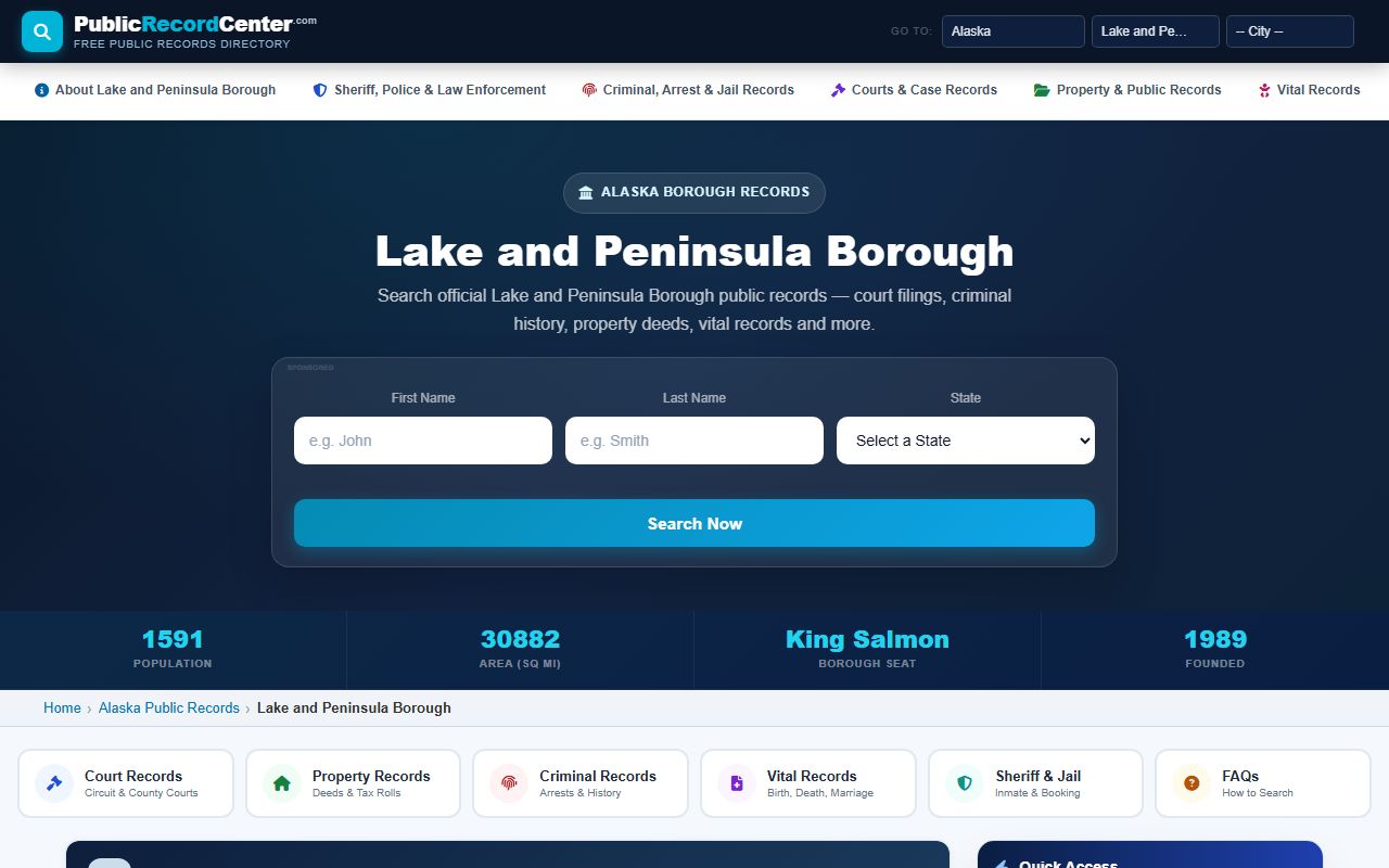 Lake and Peninsula Borough public records directory