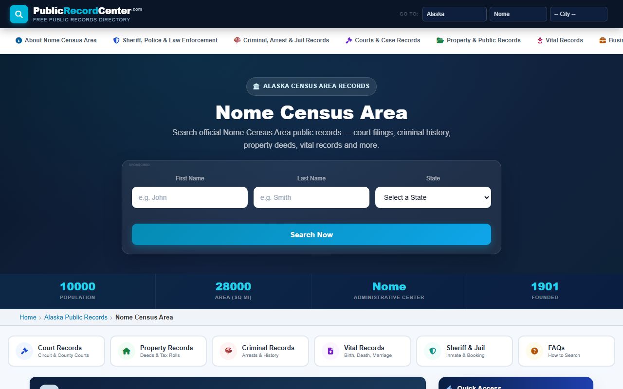 Nome Census Area public records directory