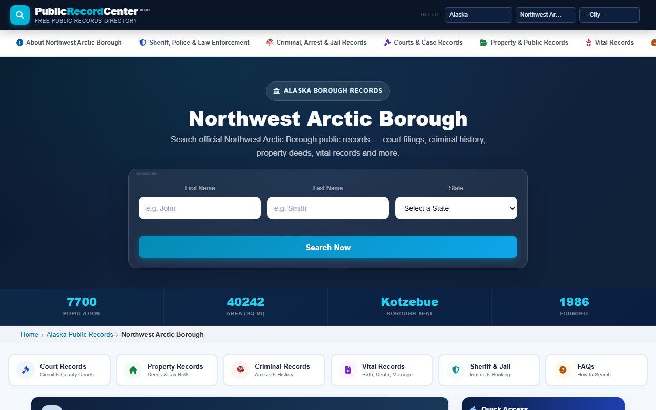 Public records search results for Northwest Arctic Borough Alaska family court records