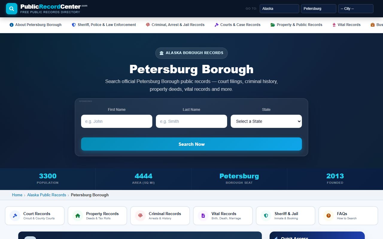 Petersburg Borough Alaska public records search options for family court records