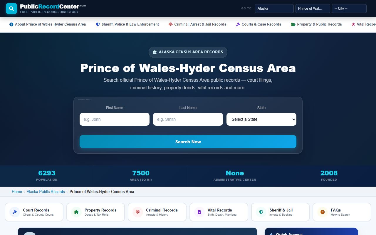Prince of Wales-Hyder Census Area public records search for family court records in Alaska