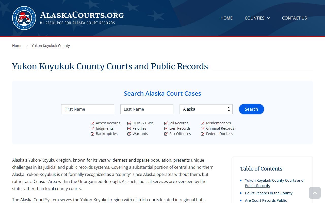 Yukon-Koyukuk Census Area family court records overview