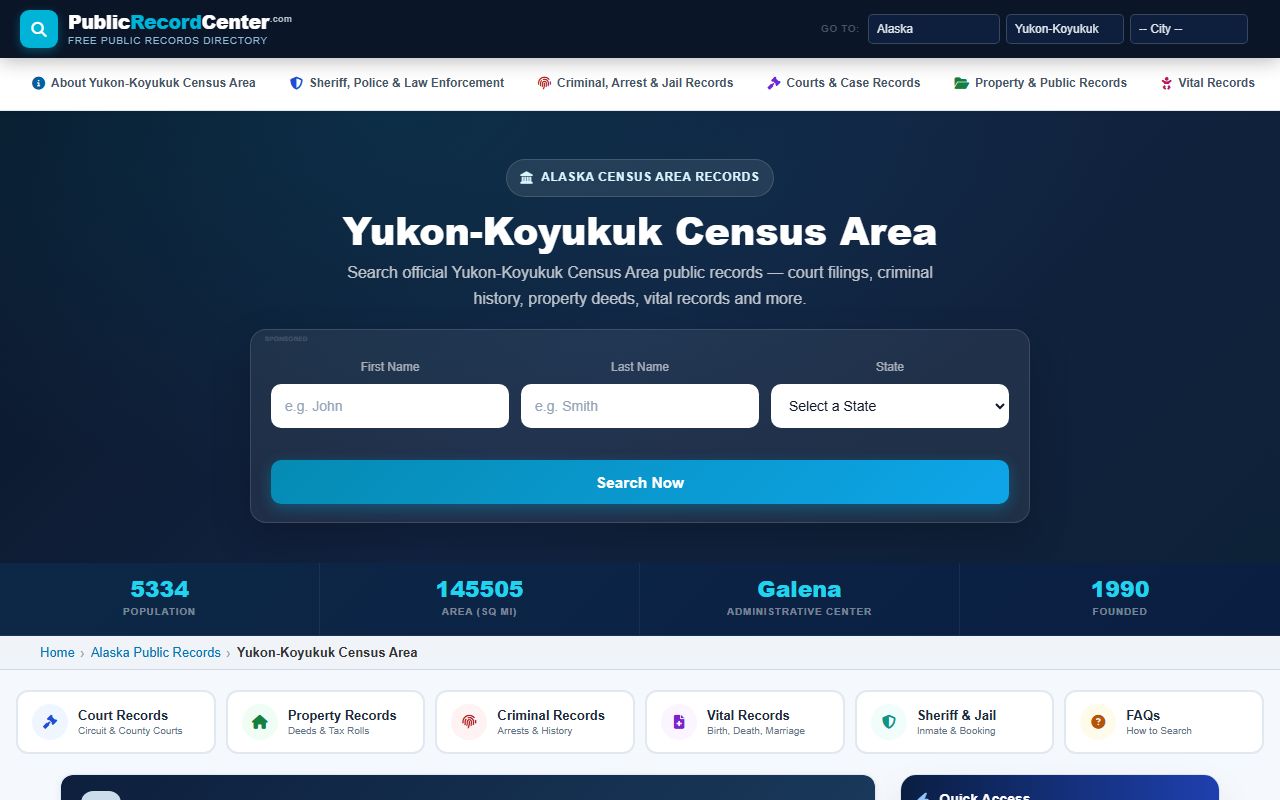 Yukon-Koyukuk Census Area public records and family court records reference